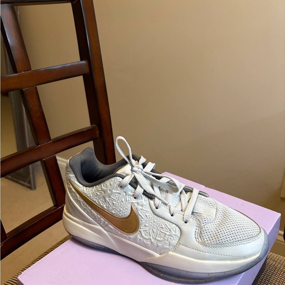 Nike White and Gold Athletic Shoes Ja 2